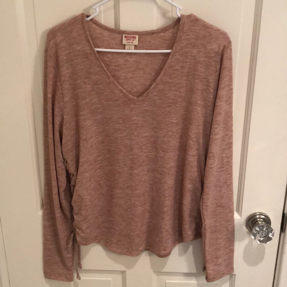 pink long sleeve top w ties on the side